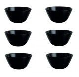 6 boluri de servit din opal pentru supa, negru, 650 ml, Oem