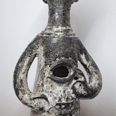 2406- Estetică brutalistă - Statueta ceramica FAT LAVA GLAZE mid-century modern