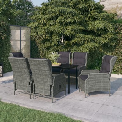 vidaXL Set de mobilier pentru grădină, 7 piese, gri deschis 3099646 foto