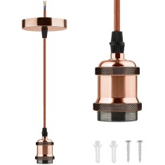 Pendul Rossa Home Light, Inaltime Reglabila, Aluminum, Max. 60W, Sfoara Vintage, 100cm, Red/Bronze