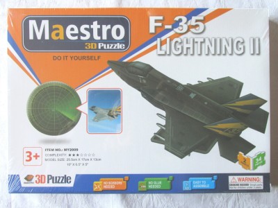 MAESTRO 3D Puzzle = Puzzle 3D Avion F-35 Lightning II, 34 piese. Joc nou, cutie sigilata in tipla foto
