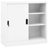 Cumpara ieftin Dulap de birou cu usa glisanta, alb, 90x40x90 cm, otel