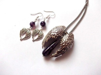 Set aripi ingerasi cu agate mov 47812 foto