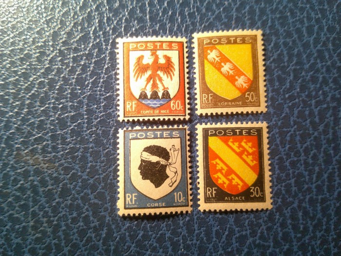 Serie Franta 1946 Embleme Provincii , 4 valori