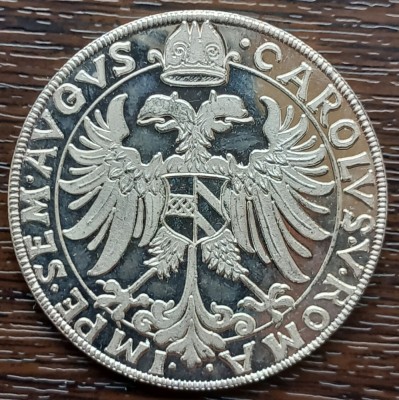 (A206) MONEDA DIN ARGINT - REPRODUCERE TALER 1538 REGENSBURG - 1978, AG 1000 foto