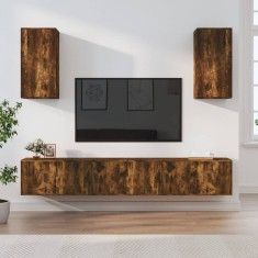 vidaXL Set dulapuri TV, 6 piese, stejar fumuriu, lemn prelucrat