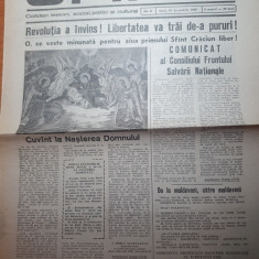 ziarul opinia 25 decembrie 1989-revolutia a invins,comunicatul FSN