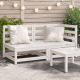 VidaXL Canapea de grădină cu 2 locuri, alb, lemn masiv de pin