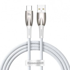 CABLU alimentare si date Baseus Glimmer, Fast Charging Data Cable pt. smartphone, USB la USB Type-C 100W, 1m, alb &quot;CADH000402&quot; (timbru verde 0.08 lei)