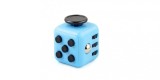 Cub antistres, fidget, albastru cu butoane negre, 3x3x3 cm