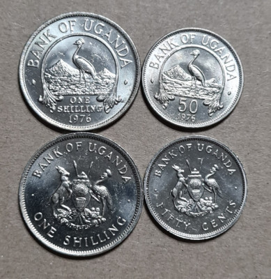 Uganda One Shilling + 50 centi 1976 foto