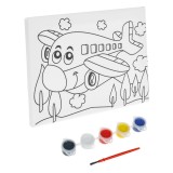 Set Pictură, Model Avion, Canvas 20x15cm, Culori Acrilice Multicolor, Pensulă Inclusă