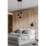 Set lustra si lampadar si aplica de perete Yildo Negru 37x37x111 cm
