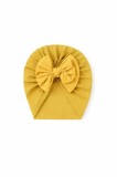 Caciulita bebelusi tip turban galben mustar cu funda texturata, accesoriu
