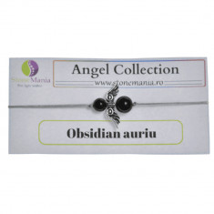 Bratara therapy angel collection obsidian auriu 6-8mm