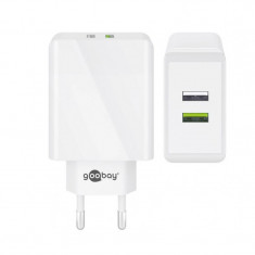 Incarcator de retea Goobay Dual-USB/QC3.0, 28 W, Alb foto