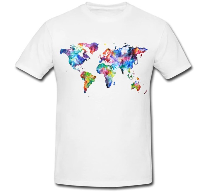 Tricou &quot; Colourful world map canvas &quot;