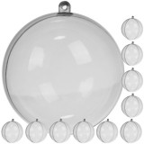 Set 10 globuri transparente DIY Ruhhy, 12 cm, pentru decoratiuni de Craciun