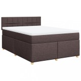 Cumpara ieftin Pat continental cu saltea, maro inchis, 140x200 cm, textil