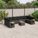 Cumpara ieftin Gossi set canapele de gradina cu perne, 11 piese, negru, poliratan
