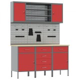 Set banc de lucru vidaXL, 7 piese, oțel roșu