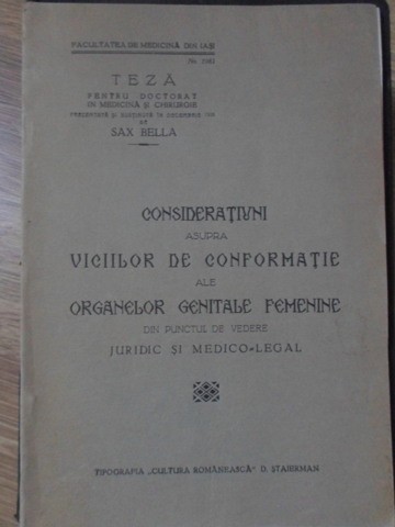 CONSIDERATIUNI ASUPRA VICIILOR DE CONFORMATIE ALE ORGANELOR GENITALE FEMENINE-DIN PUNCTUL DE VEDERE JURIDIC SI M