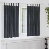 Draperii opace cu agățătoare, 2 buc., gri &icirc;nchis, catifea