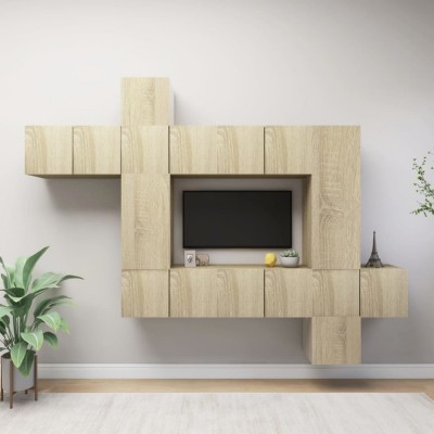 vidaXL Set de dulapuri TV, 10 piese, stejar Sonoma, lemn prelucrat 3079052 foto