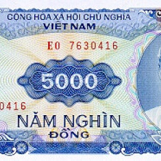 VIETNAM █ bancnota █ 5000 Dong █ 1991 █ P-108 █ UNC █ necirculata