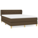 Cumpara ieftin Pat box spring cu saltea, maro inchis, 140x200 cm, textil