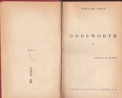 SINCLAIR LEWIS - DODSWORTH ( 2 VOL ) ( 1938 ) ( RELEGATA CARTONATA ) foto