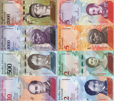 VENEZUELA lot 8 bancnote diferite UNC!!! foto