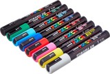 Set opt markere UNI POSCA in penar textil, permanente, pe baza de apa, varf 0.9 mm