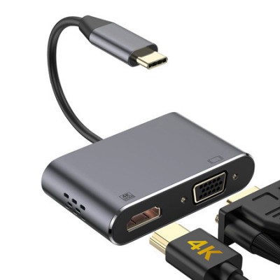 ADAPTOR TIP C - HDMI 4K 30HZ SI VGA (SIMULTAN) foto