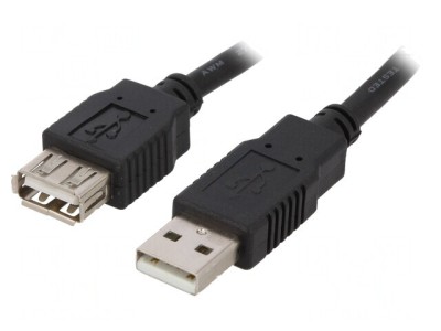Cablu USB 2.0 A-A 3m Negru foto