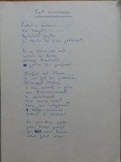 Manuscrisul unei poezii de Gheorghe Tomozei din volumul Țara lui Făt Frumos, 1976, Sat romanesc