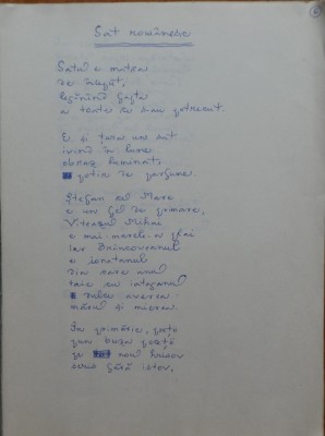 Manuscrisul unei poezii de Gheorghe Tomozei din volumul Țara lui Făt Frumos, 1976, Sat romanesc foto