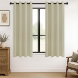 Cumpara ieftin Set 2 Draperii Blackout, 160 x 140 cm, Prindere pe sina cu Inele, Bej - CN