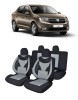 Huse Scaune Auto Dacia Logan (2012-2020) Piele+Textil, Compatibile AIRBAG, Protectie Lombara, Acces Rabatare Bancheta