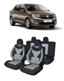 Cumpara ieftin Set huse scaune Dacia Logan 2012-2020 Piele + Textil (Compatibile cu sistem AIRBAG)