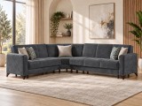Coltar Kayra 310x90x250 cm Lada Depozitare Tapitat Catifea Nuanta Gri Inchis