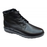 Ghete barbati casual din piele naturala cu fermoar (imblanite) Negre CORSANF