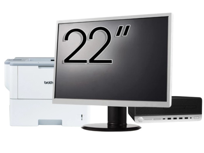 Pachet Calculator Second Hand HP ProDesk 600 G3 SFF, Intel Core i5-6500 3.20GHz, 8GB DDR4, 256GB SSD + Monitor 22&amp;quot; &amp; Imprimanta Brother HL-L6300D