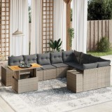 Set mobilier de gradina cu perne, 10 piese, gri, poliratan GartenMobel Dekor, vidaXL