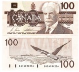 Bancnota Canada 100 Dolari 1988, P-99b, UNC, Rara. Cota Catalog 225$