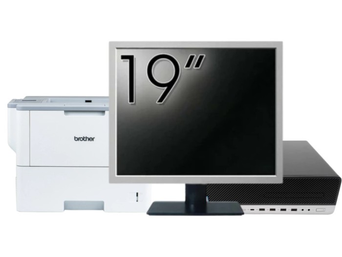 Pachet Calculator Second Hand HP EliteDesk 800 G5 SFF, Intel Core i5-9500 3.00 - 4.40GHz, 16GB DDR4, 512GB SSD + Monitor 19&amp;quot; &amp; Imprimanta Brother