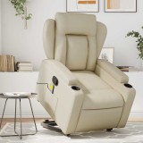 VidaXL Fotoliu rabatabil cu ridicare, crem, piele ecologică 3204552