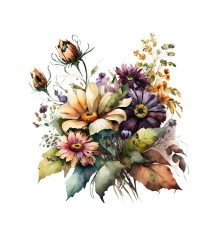 Sticker decorativ Buchet de Flori, Multicolor, 59 cm, 3581ST foto