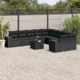 Cumpara ieftin Set canapele de grădină cu perne, 11 piese, negru, poliratan