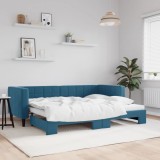 VidaXL Pat de zi cu extensie, albastru, 80x200 cm, catifea